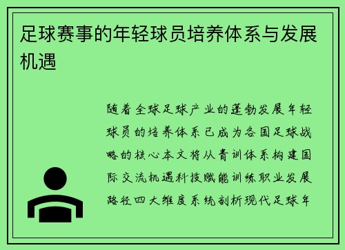 足球赛事的年轻球员培养体系与发展机遇