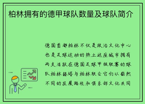 柏林拥有的德甲球队数量及球队简介